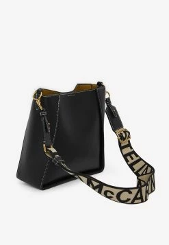 Stella McCartney Perforated Logo Shoulder Bag In Grained Leather Black -Cheap TOP-HANDLE-BAGS Store MzQ3MTg5