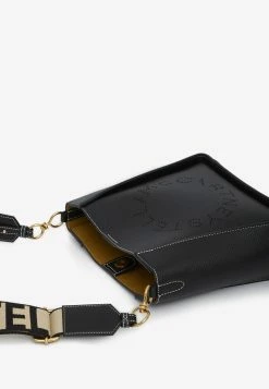 Stella McCartney Perforated Logo Shoulder Bag In Grained Leather Black -Cheap TOP-HANDLE-BAGS Store MzQ3MTkx