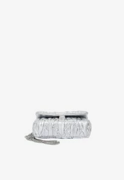 Tory Burch Mini Kira Metallic Diamond Shoulder Bag Silver -Cheap TOP-HANDLE-BAGS Store MzQ5NTY2