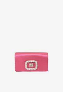 Roger Vivier Mini Crystal Buckle Bag In Satin Pink