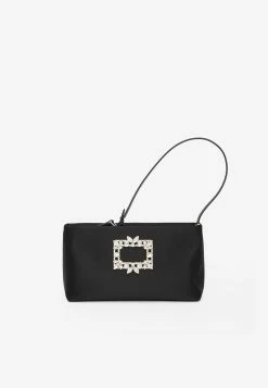Roger Vivier Mini Nightlily Satin Clutch Bag Black