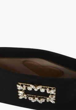 Roger Vivier Mini Nightlily Satin Clutch Bag Black -Cheap TOP-HANDLE-BAGS Store MzU2NTUy