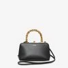 Jil Sander Mini Goji Bamboo Top Handle Bag In Calfskin Black