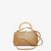 Jil Sander Mini Goji Bamboo Top Handle Bag In Calfskin Brown