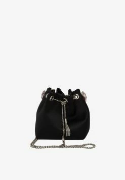 Jimmy Choo Bon Bon Crystal-Embellished Satin Bag Black