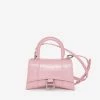 Balenciaga Mini Hourglass Top Handle Bag In Leather Pink