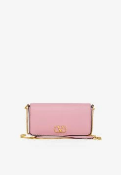 Valentino VLogo Shoulder Bag In Calf Leather Pink