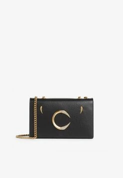 Roberto Cavalli Medium Crystal-Embellished C Logo Shoulder Bag Black