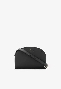 A.P.C. Demi-Lune Crossbody Bag In Calf Leather Black
