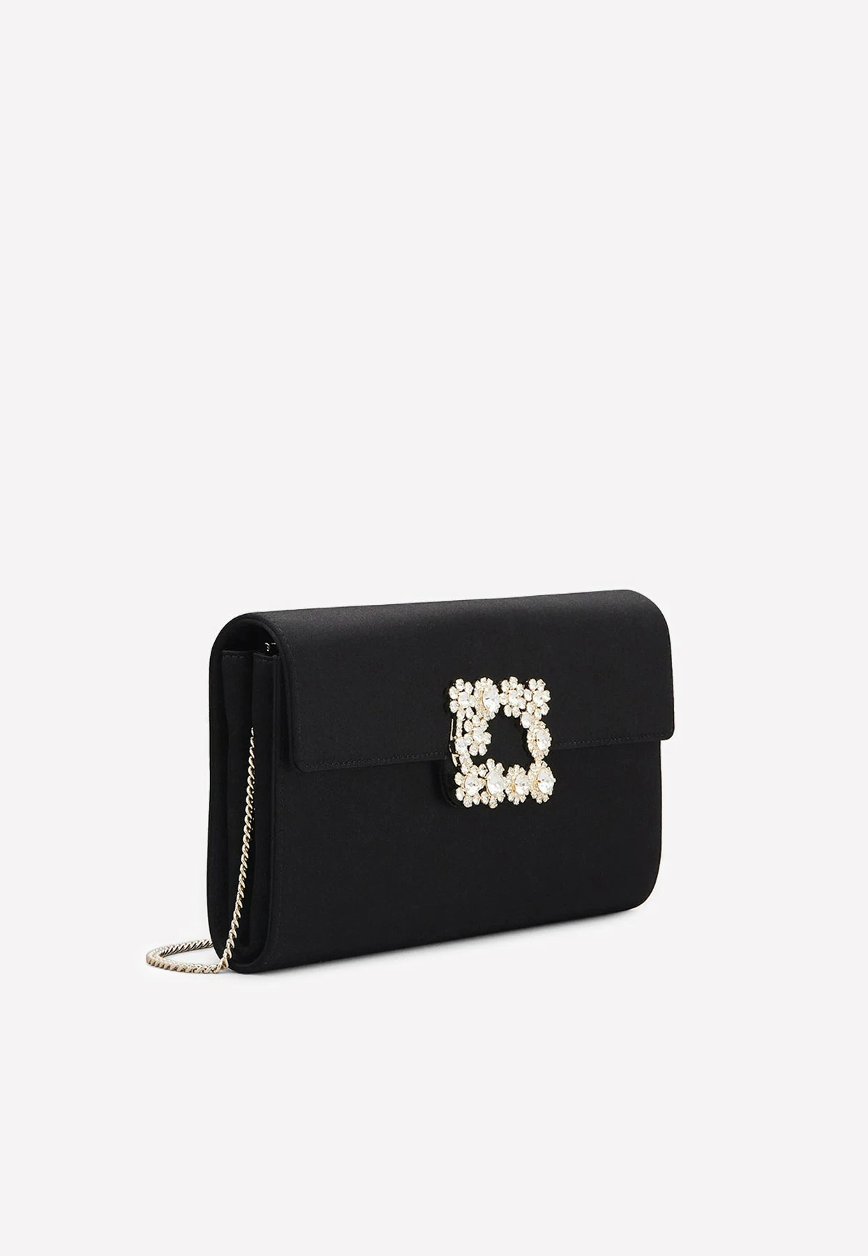 Roger Vivier Crystal Buckle Envelope Bag In Satin Black 2 Roger Vivier Crystal Buckle Envelope Bag In Satin Black - Image 2