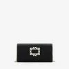 Roger Vivier Broche Vivier Buckle Clutch In Satin Black
