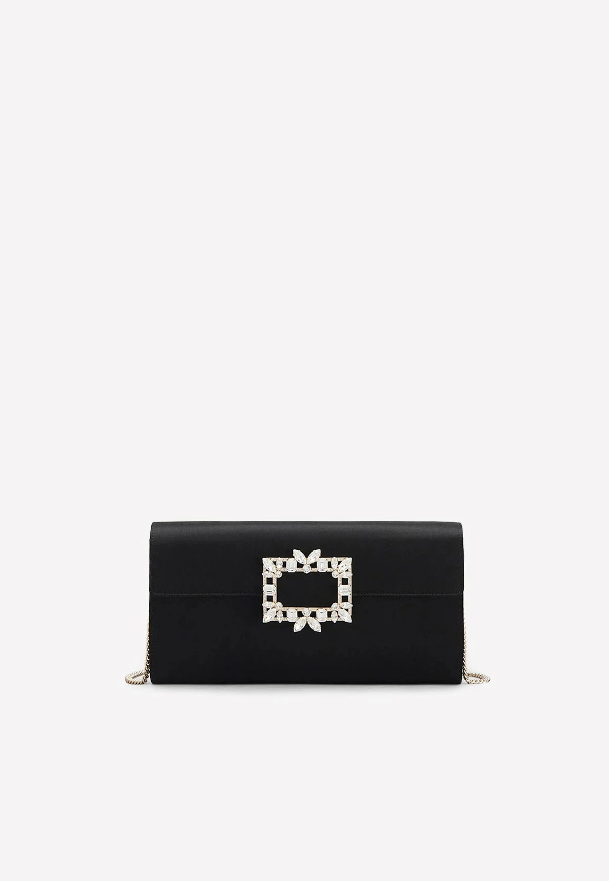 Roger Vivier Broche Vivier Buckle Clutch In Satin Black 1 Roger Vivier Broche Vivier Buckle Clutch In Satin Black