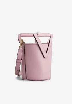 Roger Vivier Mini RV Bucket Bag In Leather Pink -Cheap TOP-HANDLE-BAGS Store RBWANNK0120XMAM425 20GRACE 20LUX 20MAGIC 201