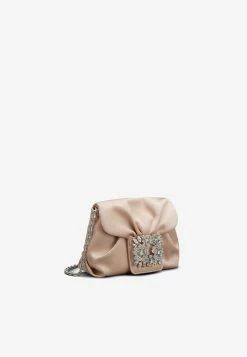 Roger Vivier Mini RV Bouquet Crystal Buckle Bag In Satin Pink -Cheap TOP-HANDLE-BAGS Store RBWANVC0001RS0M014 20M014 201