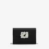 Roger Vivier Mini Bouquet Crystal Buckle Clutch In Satin Black
