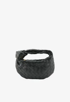 Bottega Veneta Mini Jodie Top Handle Bag In Intrecciato Leather Black