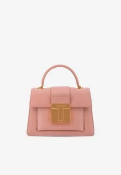 Tom Ford Small 001 Top Handle Bag In Grained Leather Pink