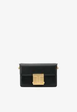 Tom Ford Medium 001 Shoulder Bag In Grained Leather Black