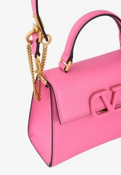 Valentino Small VSLING Top Handle Bag In Grained Leather Pink -Cheap TOP-HANDLE-BAGS Store THB 5171