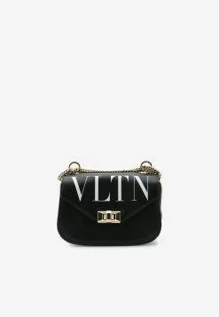 Valentino Mini VLTN Calf Leather Shoulder Bag Black