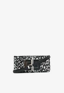 Tom Ford Natalia Leopard Sequined Metallic Clutch Silver