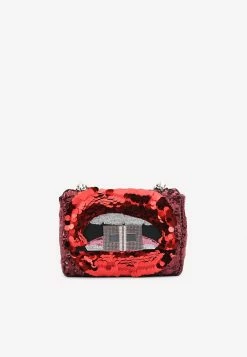 Tom Ford Natalia Patchwork Sequined Shoulder Bag Red