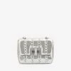 Tom Ford Natalia Studded Shoulder Bag In Metallic Leather Silver