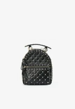 Valentino Mini Rockstud Spike Backpack In Nappa Leather Black