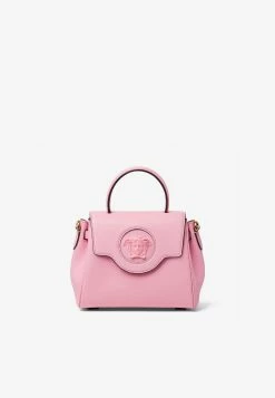 Versace Small La Medusa Leather Top Handle Bag Pink