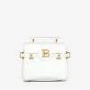 Balmain B-buzz 23 Shoulder Bag In Croc-Embossed Calf Leather White