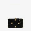 Valentino Roman Stud Clutch In Lambskin Black