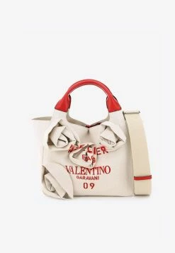 Valentino Atelier Bag 09 Rose Blossom Edition Canvas Tote Bag Off-white