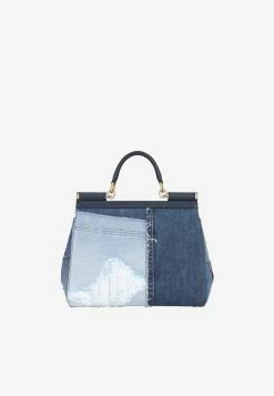 Dolce & Gabbana Medium Sicily Patchwork Denim Top Handle Bag Blue -Cheap TOP-HANDLE-BAGS Store bb6002 ao621 8m800 3