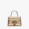 Dolce & Gabbana Small Devotion Metallic Leather Top Handle Bag Gold