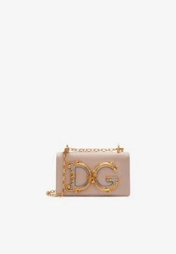 Dolce & Gabbana DG Girls Calfskin Chain Phone Bag Pink